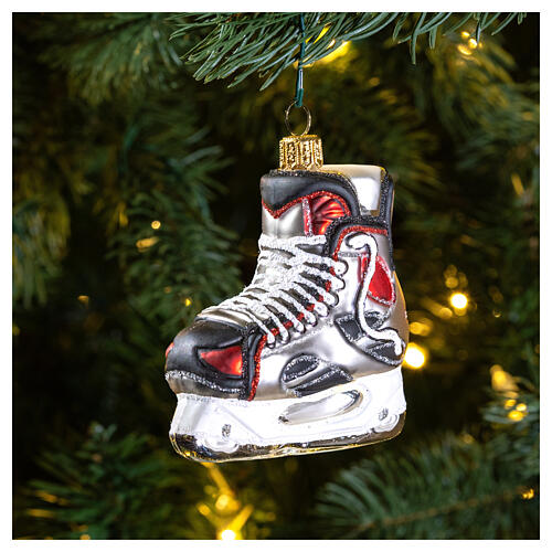 Hockey Skate decoración para árbol de Navidad de vidrio soplado 2