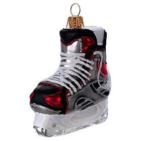 Hockey skates, blown glass Christmas ornament