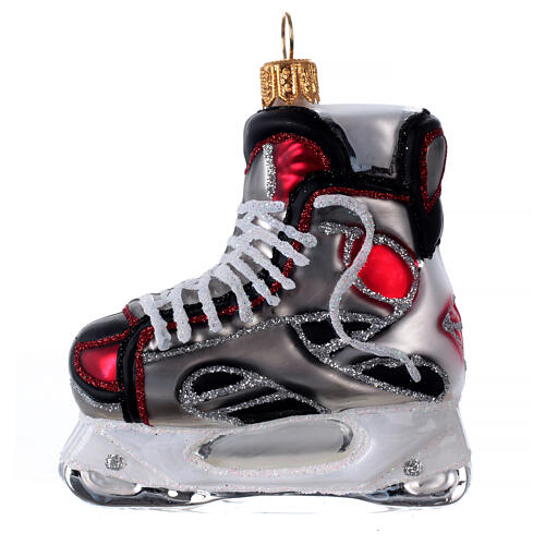 Hockey skates, blown glass Christmas ornament 1