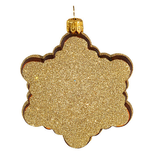 Blown glass Christmas ornament, gingerbread snowflake 5