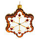 Blown glass Christmas ornament, gingerbread snowflake s1