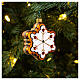 Blown glass Christmas ornament, gingerbread snowflake s2