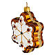Blown glass Christmas ornament, gingerbread snowflake s3