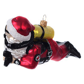 Diving Santa Claus, blown glass Christmas ornament