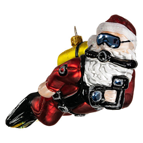 Diving Santa Claus, blown glass Christmas ornament 3