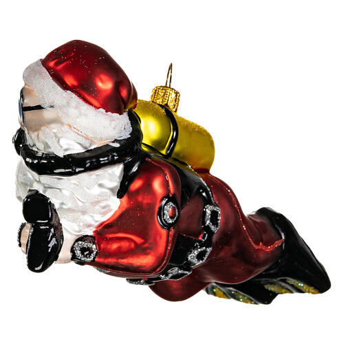 Diving Santa Claus, blown glass Christmas ornament 4