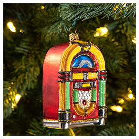 Jukebox adorno vidro soprado Árvore Natal