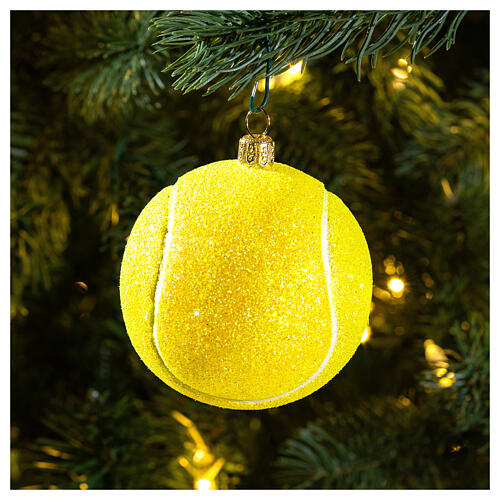 Tennisball, Weihnachtsbaumschmuck aus mundgeblasenem Glas 2