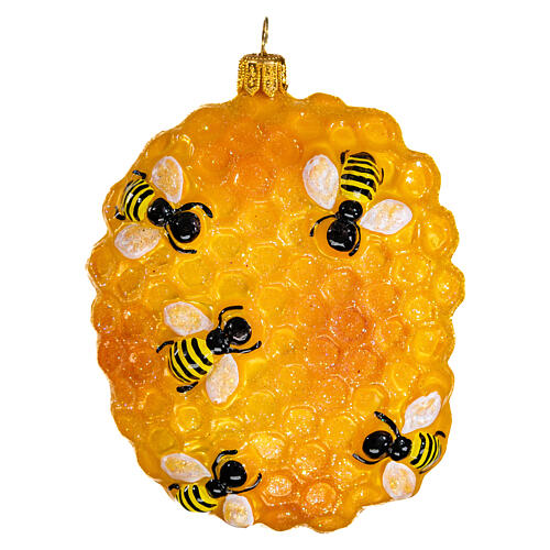 Blown glass Christmas ornament, beehive 1
