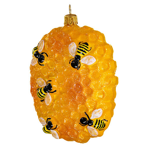 Blown glass Christmas ornament, beehive 3