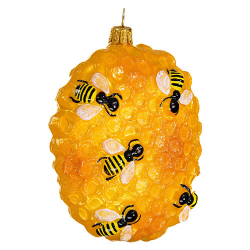 Blown glass Christmas ornament, beehive 4