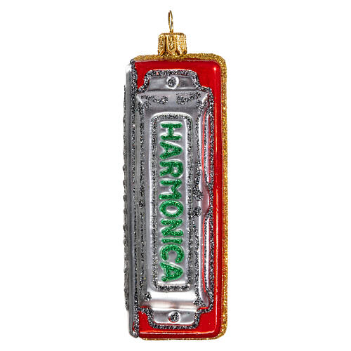 Blown glass Christmas ornament, harmonica 1