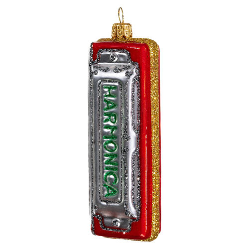 Blown glass Christmas ornament, harmonica 3