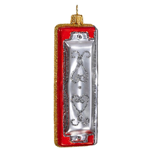 Blown glass Christmas ornament, harmonica 5