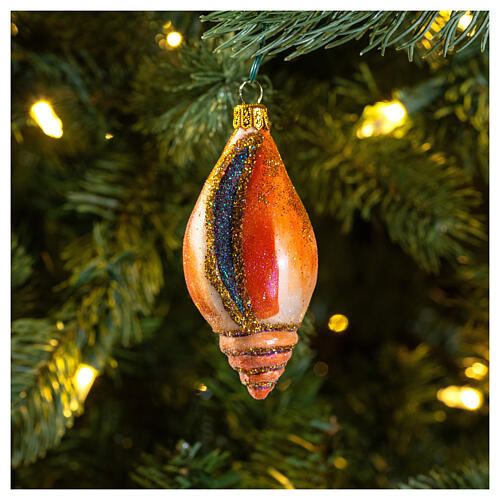 Blown glass Christmas ornament, seashell 2