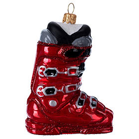 Botte de ski rouge décoration verre soufflé Sapin de Noël
