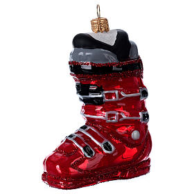 Botte de ski rouge décoration verre soufflé Sapin de Noël