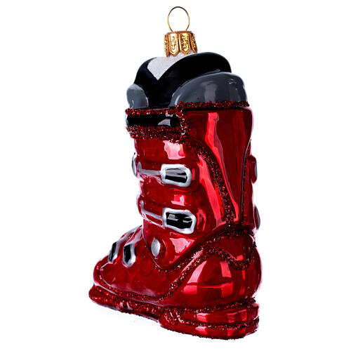 Blown glass Christmas ornament, ski boots 4