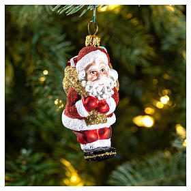 Santa Claus with sack in blown glass for Christmas Tree
