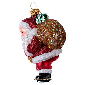 Blown glass Christmas ornament, Santa Claus with gift bag