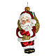 Blown glass Christmas ornament, Santa Claus with gift bag s1