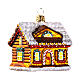 Blown glass Christmas ornament, gingerbread house with snow s1