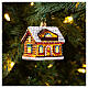 Blown glass Christmas ornament, gingerbread house with snow s2