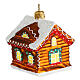 Blown glass Christmas ornament, gingerbread house with snow s3