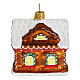 Blown glass Christmas ornament, gingerbread house with snow s4