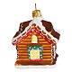 Blown glass Christmas ornament, gingerbread house with snow s5