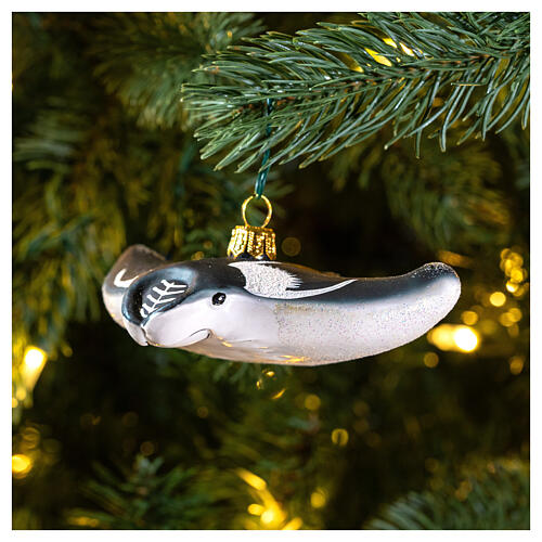 Blown glass Christmas ornament, Manta ray 2