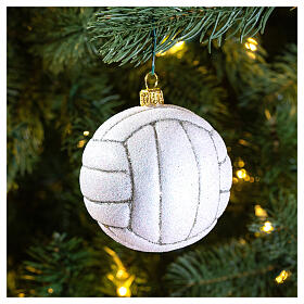 Ballon de volley décoration en verre soufflé sapin de Noël