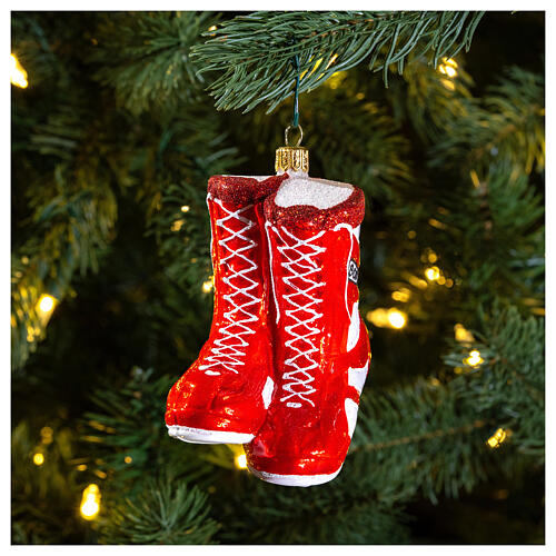 Chaussures de boxe décoration en verre soufflé sapin de Noël 2