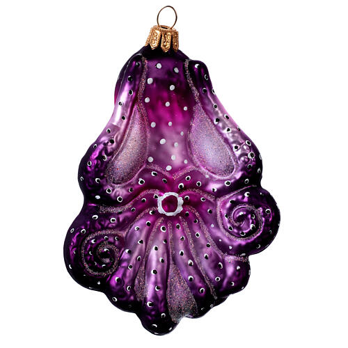 Blown glass Christmas ornament, purple octopus 4