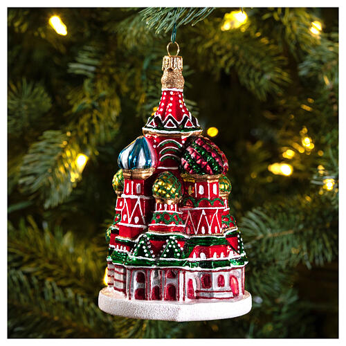 Catedral de São Basílio de Moscou enfeite vidro soprado para Natal 4
