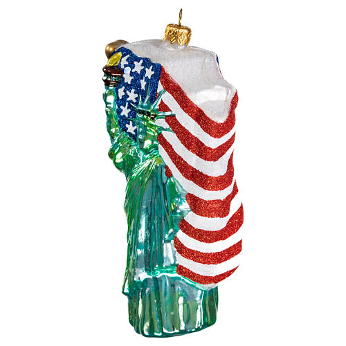 Estátua da Liberdade enfeite vidro soprado para Natal 3