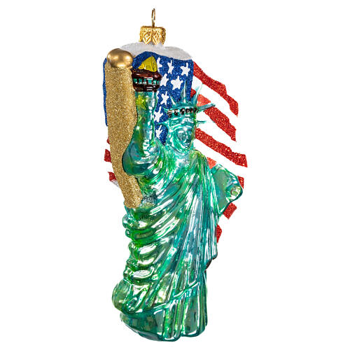 Estátua da Liberdade enfeite vidro soprado para Natal 4