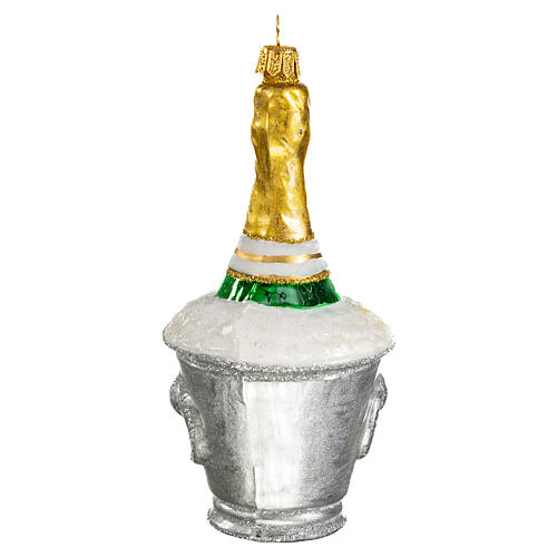 Eiskübel mit Champagner, Weihnachtsbaumschmuck aus mundgeblasenem Glas 1
