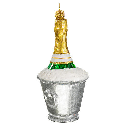 Eiskübel mit Champagner, Weihnachtsbaumschmuck aus mundgeblasenem Glas 3