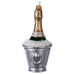 Blown glass ornaments: Ice bucket with champagne in blown glass for Christmas Tree