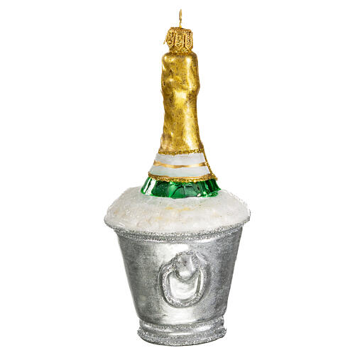 Sceau à glaçon avec Champagne décoration en verre soufflé sapin de Noël 4