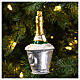 Blown glass Christmas ornament, ice bucket with Champagne s2
