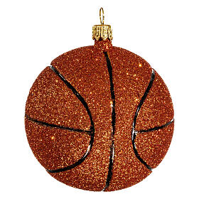 Blown glass Christmas ornament, basketball