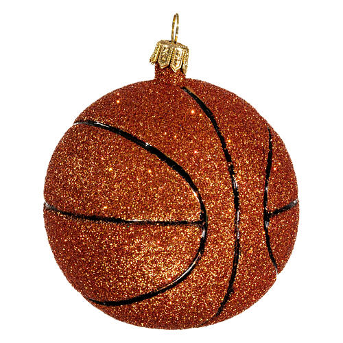 Blown glass Christmas ornament, basketball 3