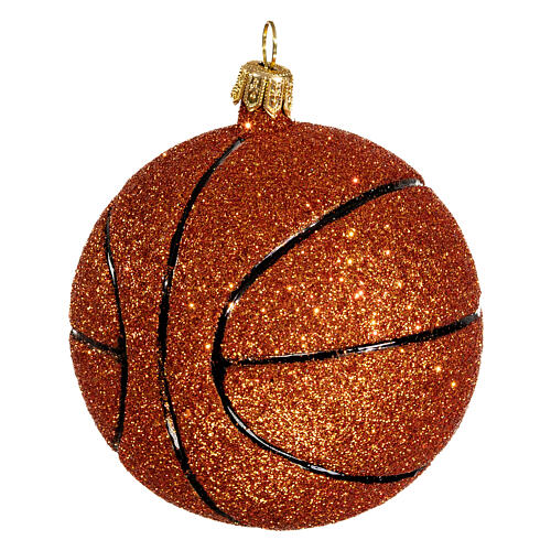 Blown glass Christmas ornament, basketball 4