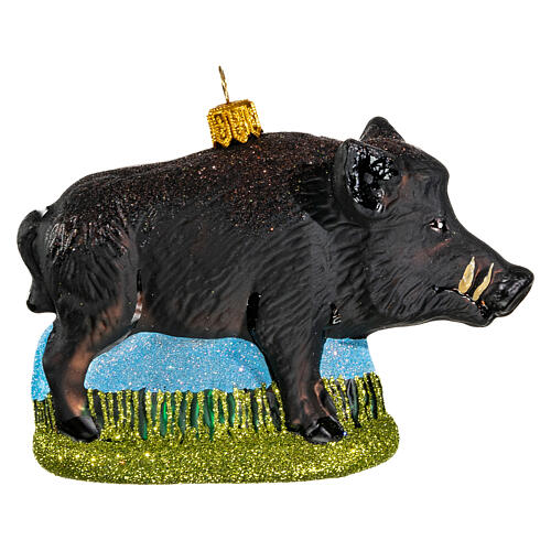 Boar in blown glass for Christmas Tree 1