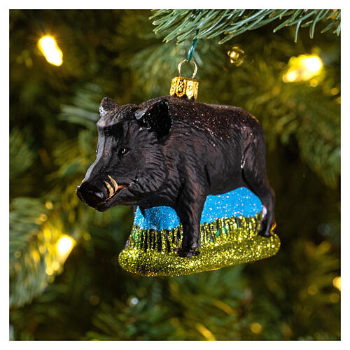 Boar in blown glass for Christmas Tree 2