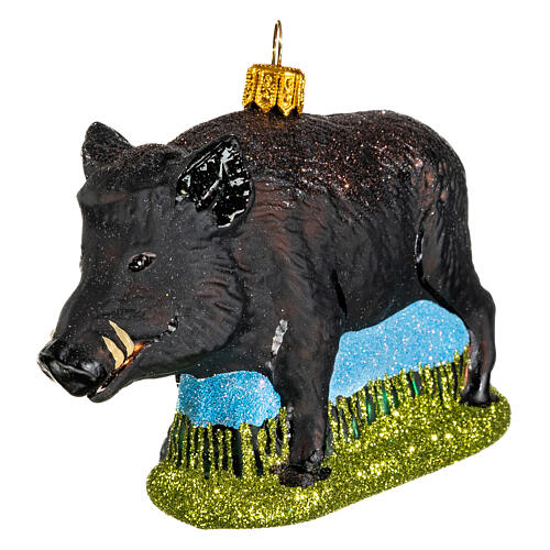 Boar in blown glass for Christmas Tree 3