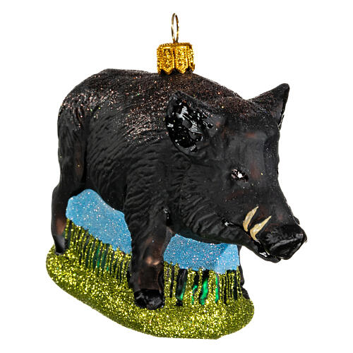 Blown glass Christmas ornament, boar 4