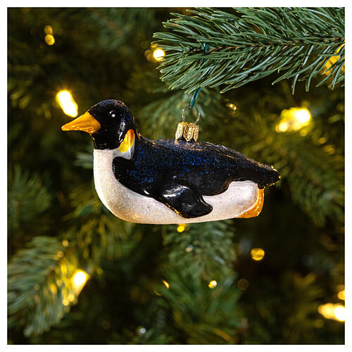 Penguin on sled in blown glass for Christmas Tree 2